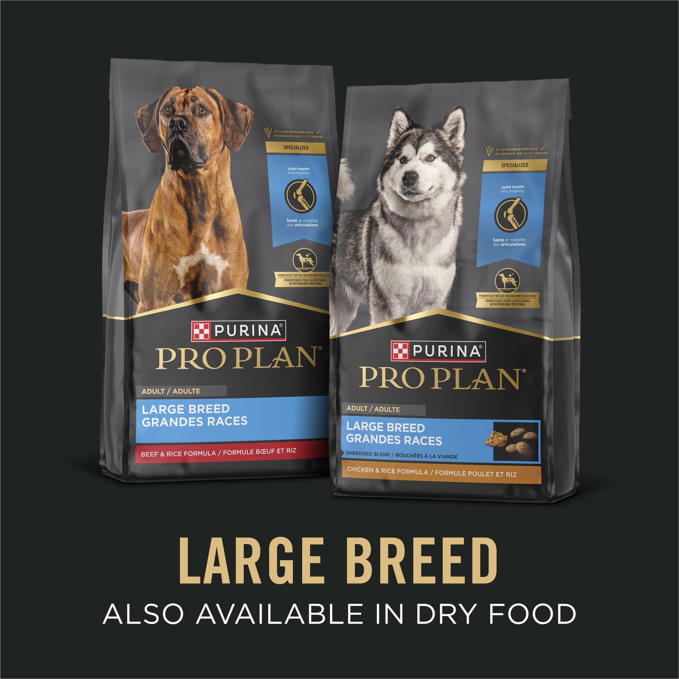 Purina Pro Plan Gravy Wet Large Breed Dog Food, Chicken and Rice Entrée, 13 oz Can