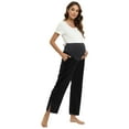 thumbnail image 4 of Women's Maternity Pants Casual Loose Wide Leg Cozy Pant Pregnancy Lounge Trousers with Pockets, 4 of 6