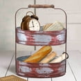thumbnail image 7 of Benzara Two Tiered Galvanized Iron Tray, Red And Gray, 7 of 7