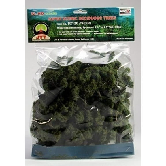 JTT Scenery 92120 BULK DECIDUOUS 2.5" to 4.5" SCENIC N to HO-scale: deciduous, sycamore, 40/pk