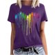 thumbnail image 1 of Camisetas de Manga Corta para las Mujeres Impresas Cuello Redondo Casual Camiseta, 95% Poliéster 5% Spandex Vintage Ligero Top para Diario, Fiesta Y Primavera, 1 of 5