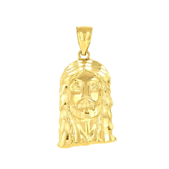 10k Yellow Gold Mens Jesus Religious Charm Pendant for Men