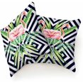thumbnail image 2 of Decor Throw Pillow Case Pink Flamingos Green Tropical Palm Leaves On Black White Square Checkered Set of 2 Cushion Covers 18X18 Inch for Women Men for Couch Bedroom Living, 2 of 6