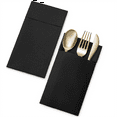 thumbnail image 4 of 50PCS Disposable Dinner Napkins with Built-in Flatware Pocket,Prefolded Cloth Like Paper Napkins for Wedding Party Black, 4 of 5