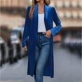 thumbnail image 2 of Brnmxoke Women's Long Velvet Cardigan Jacket Casual Open Front Long Sleeve Vintage Lapel Cardigan Coats Solid Velour Maxi Cardigan Sweater Blue,S, 2 of 5