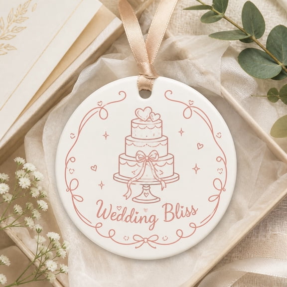 Christmas Ornament Wedding Cake Hanging Keepsake for Newlyweds