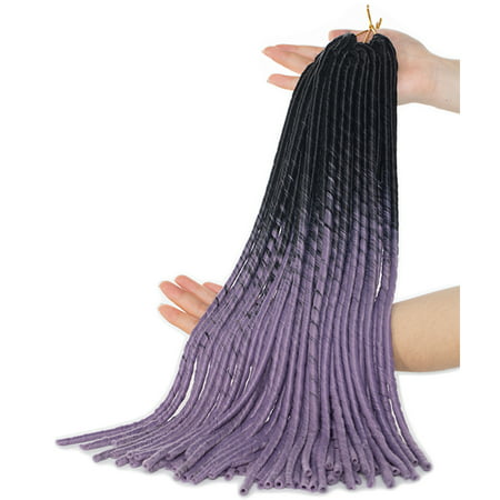 S-noilite Straight Faux Locs Crochet Hair Dreadlocks Crochet Braids Straight Goddess Locs Twist Braiding Hair Extensions-Wine