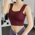 thumbnail image 2 of Ketyyh-chn99 Yoga Bra Tops Undershirts for Women Medium Support Crop Top Seamless Ribbed Removable Cups Workout Yoga Sport BraWine,L, 2 of 5