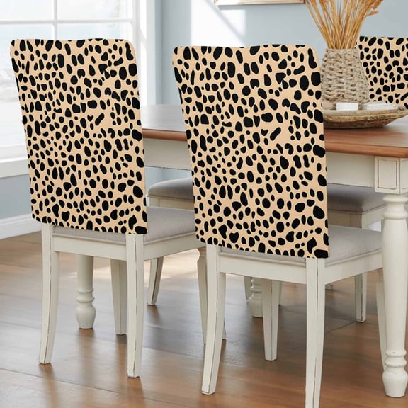 Black Beige Modern Chair Back Covers, Removable Chair Covers for Dining Chairs Set of 8, Washable Chairs Slipcovers Back Seat Protector for Wedding Party 19"x20"