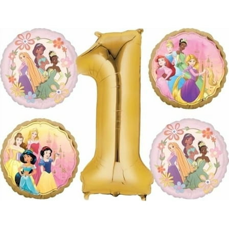 Princess Theme 1st Birthday Party Supplies 5pc Balloon Bouquet Decorations