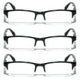 thumbnail image 2 of 3 Pairs Rectangular Half Rim Reading Glasses - Simple Classic Clear Lens Reader - Spring Hinges +1.50, 2 of 2