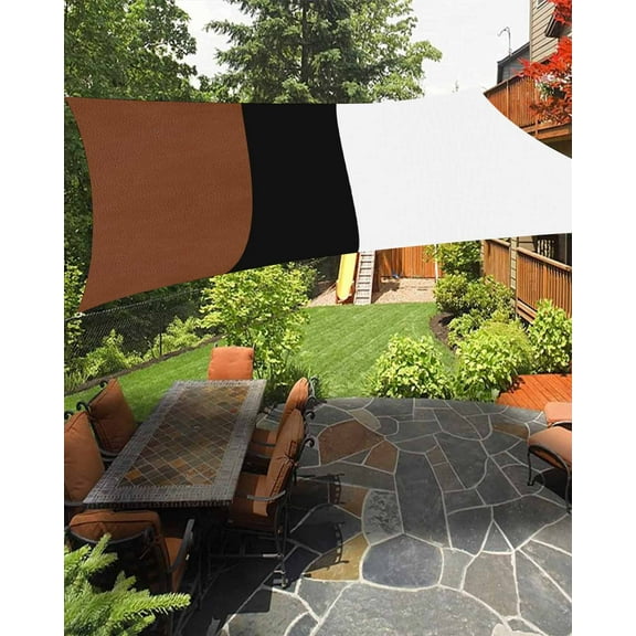 Sun Shade Sail 14x18Ft Boho Brown Black and White Striped Tribal Farmhouse Style Uv Block Sunshade Canopy Outdoor Shade Cover Rectangle Shade Cloth For Patio Garden Yard Deck Pergola