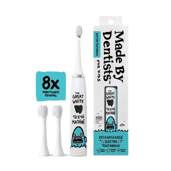 Made by Dentists Kids' Shark Electric Toothbrush with 3 Brush Heads, Rechargeable, Ages 3 