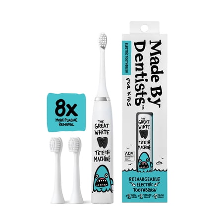 Made by Dentists Kids  Shark Electric Toothbrush with 3 Brush Heads  Rechargeable  Ages 3+