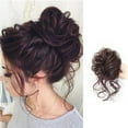 thumbnail image 6 of Dark Brown Curly Hair Bun with Scrunchie - Messy Elastic Synthetic Extension for Weddings, 6 of 8