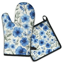 Pioneer Flower Kitchen Oven Mitt and Pot Holder Sets 2 Pcs for Baking, Cooking and Grilling, Heat Resistant Up To 392 °F