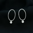 thumbnail image 3 of Rosec Jewels Certified Moissanite Front Facing Hoop Drop Earrings for Women (D-VS1 Quality), 925 Sterling Silver, 3 of 8