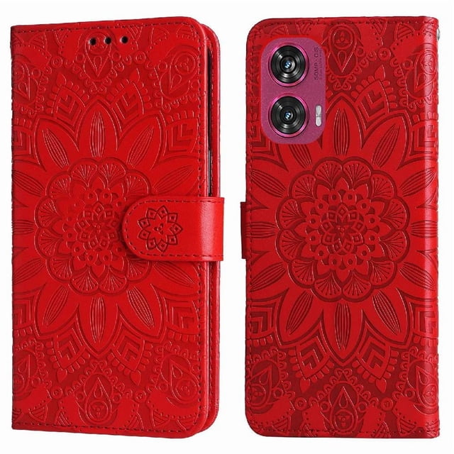 Funda tipo cartera GANGXUN para Motorola Edge 50 Fusion , diseño girasol, cuero PU, soporte, cierre magnético, tarjetero