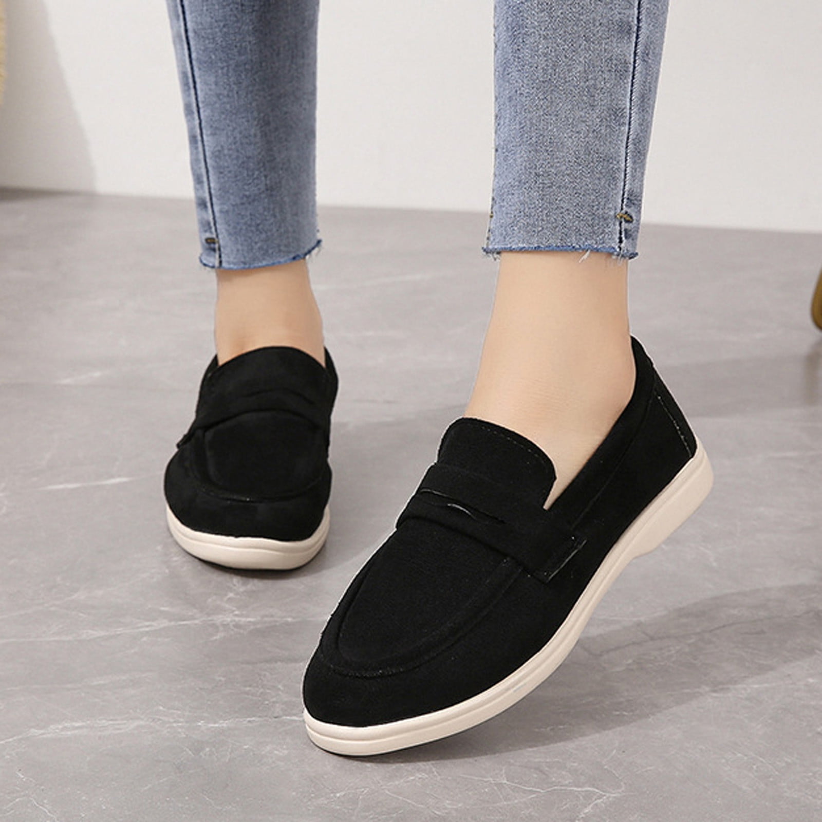Pisexur Women Shoes Women's Casual Single Shoes Suede Shallow Cut