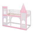 thumbnail image 5 of Bed Frame Twin Over Twin Castle Bunk Bed with Ladder Pink, 5 of 8