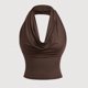 thumbnail image 2 of Mujeres V Cuello Tops sin Mangas sin Espalda Hueco con Flor Bordado, Poliéster Spandex Tejido Elástico para las Vacaciones de la Fiesta, 2 of 9