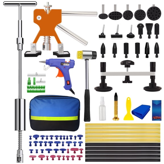 Aiqeek 81PCS Auto Dent Puller Kit -Autobody Repairs Adjustable Golden Dent Remover Tools Paintless Dent Repair Kit Dent Lifter Puller for Car Large & Small Ding Hail Dent Removal