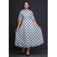 thumbnail image 2 of Bimba Robe à Manches Retroussables Imprimée Géométrique pour Femmes Col Mandarin Chemise Boutonnée-Petite, 2 of 5