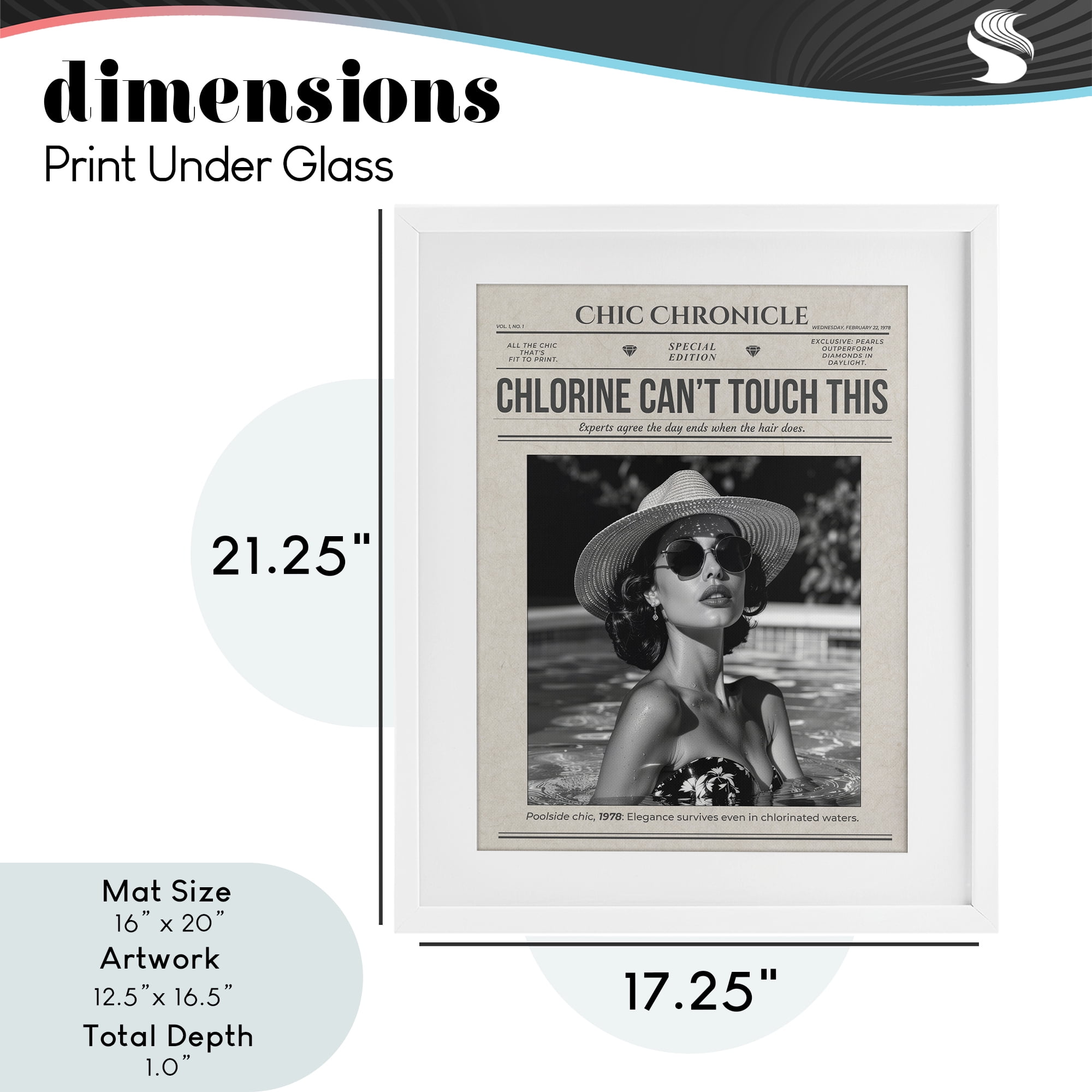 Chic Chronical Vintage Magazine White Framed Print Under Glass, design by A Barefoot Stylist