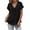 Black03, variant on Womens Tops Cutout Solid V Neck Front Tie Knot Rolled Short Sleeve Blouse, Loose Fit Fake Linen Cotton Blend Textured Casual Summer Top Womens Workout Tops