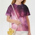 thumbnail image 4 of Kids Galaxy Print T-Shirt for Girls | All Over Space Nebula Star Graphic Tee | Soft Stretch Comfy Tagless Short Sleeve Shirt | Multicolor,Size 3 T, 4 of 8