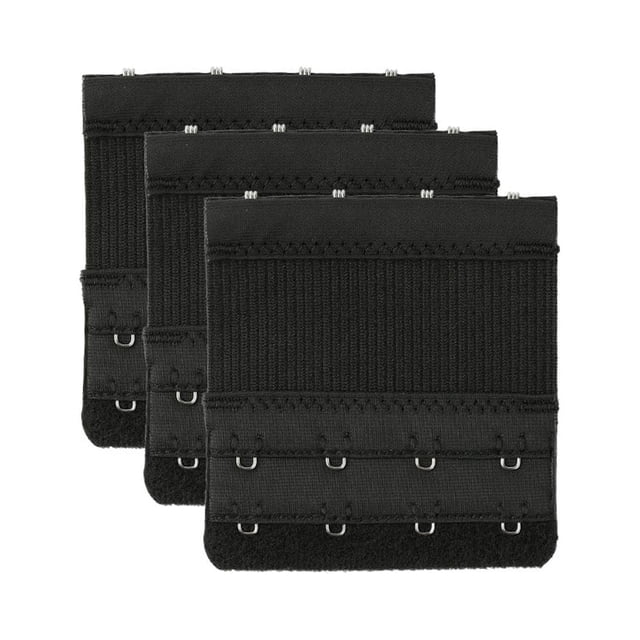 INSPIRE CHIC Mujeres 3Pcs Extensor de Sujetador Elástico 2x2/2x3/2x4 Ganchos Extensión de Sujetador Negro 2 Filas 4 Ganchos