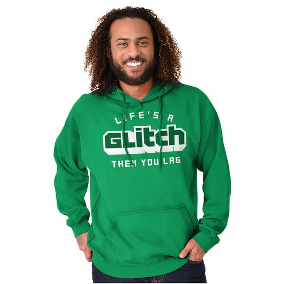 Life's A Glitch Then Lag Video Game Unisex Plus Fleece Graphic Hoodie Brisco Brands 2X