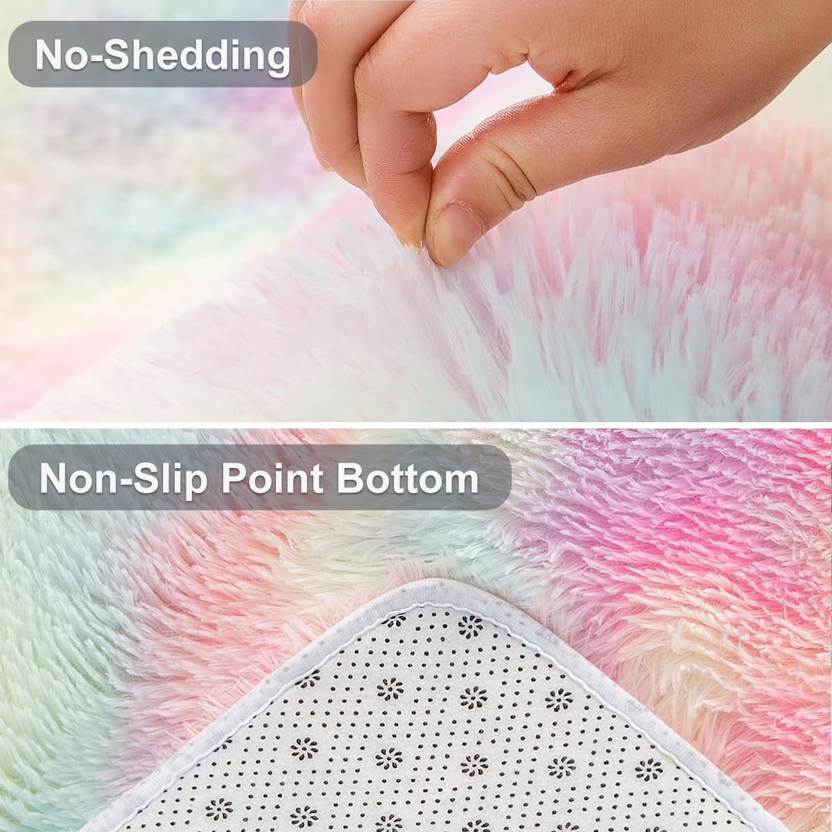 GPED Fluffy Area Rug,6x9 ft Soft Shaggy Rugs Fluffy Carpets, Non-Skid Plush Area Rugs for Living Room Bedroom Decor（Rainbow）