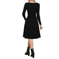 thumbnail image 3 of INSPIRE CHIC Ribbed Knitted Dress for Women's Long Sleeve Crew Neck High Waist A-Line Casual Dresses XS Black, 3 of 6