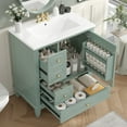 thumbnail image 2 of 30" Bathroom Vanity with Sink, Freestanding Vanity Cabinet with Door & 3 Drawers, Solid Wood Bathroom Cabinet, Space-Saving Design, for Bathroom, Light Green, 2 of 9