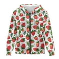 thumbnail image 4 of FOR U DESIGNS Red Strawberry Hoodie Jacket for Women with Zipper Oversized Hoodies Size XS Lightweight Hooded Zip Up Sweatshirt Women Down-Shoulder Collar Sportswear, 4 of 7