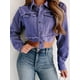 thumbnail image 3 of Chaquetas vaqueras para mujer, prendas de vestir exteriores con borlas de manga larga de otoño, abrigo con cuello vuelto, abrigos vaqueros cortos de un solo pecho, 3 of 5