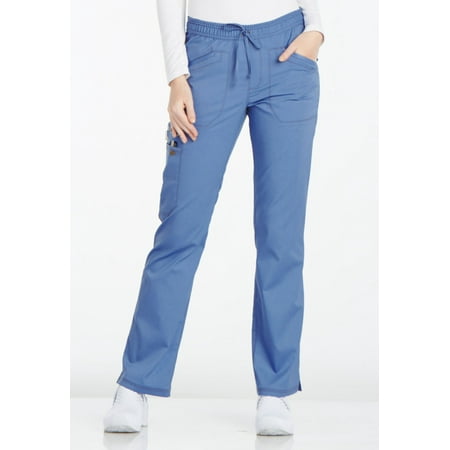 

Dickies Essence Medical Scrubs Pant for Women Mid Rise Straight Leg Drawstring Plus Size DK106 4XL Ciel Blue