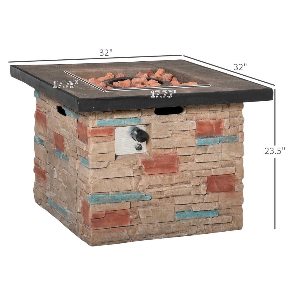 Resenkos 32 Inch Propane Fire Pit Table, 50,000 BTU Auto-Ignition Gas Fireplace, CSA Certified, Brown