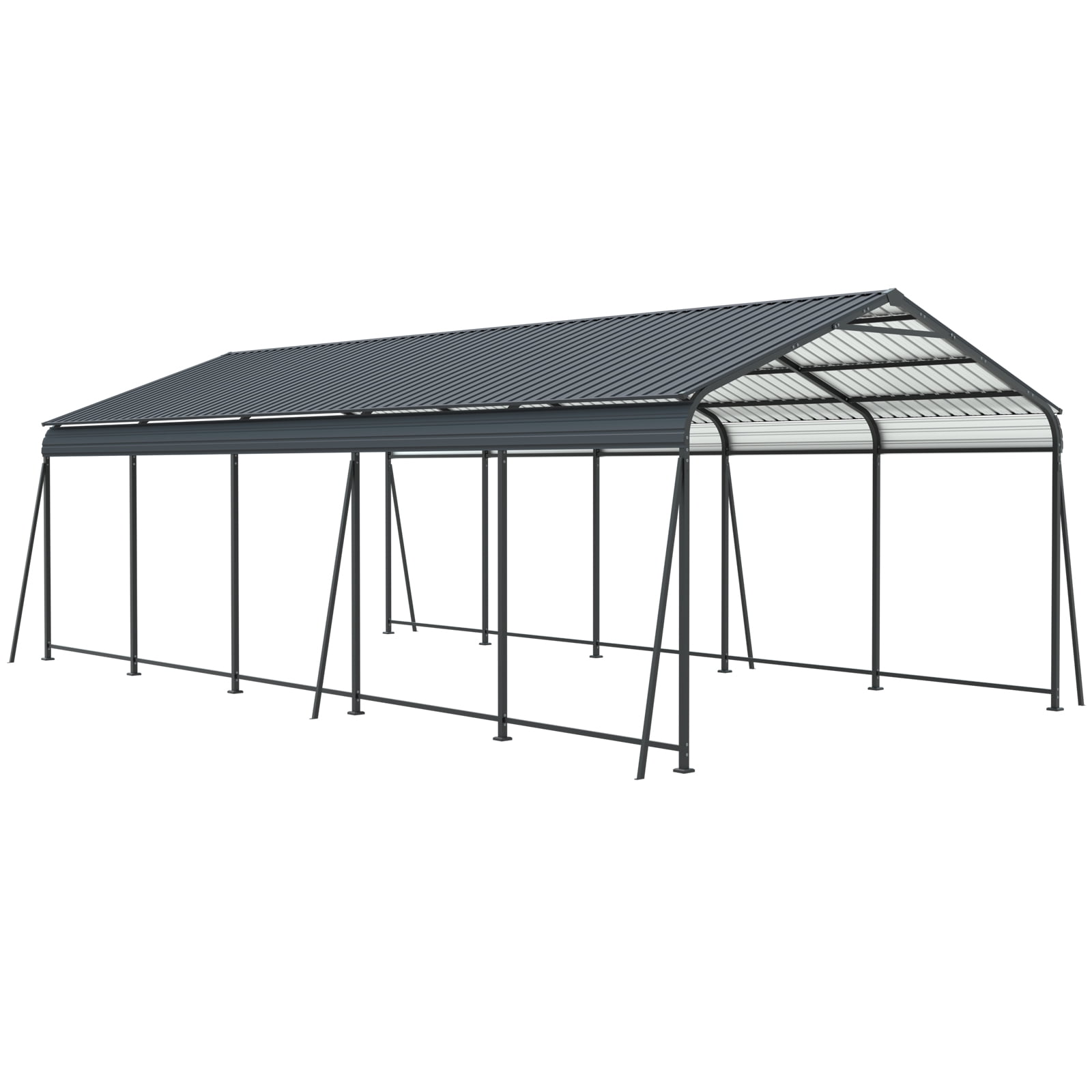 taoruifang 13×26.5 FT Carport Heavy Duty Metal Carport Canopy with Galvanized Steel Roof and Frame 6 Fixed Inclined Square Tube Supports for Driveway Car Truck Boat RV Charcoal