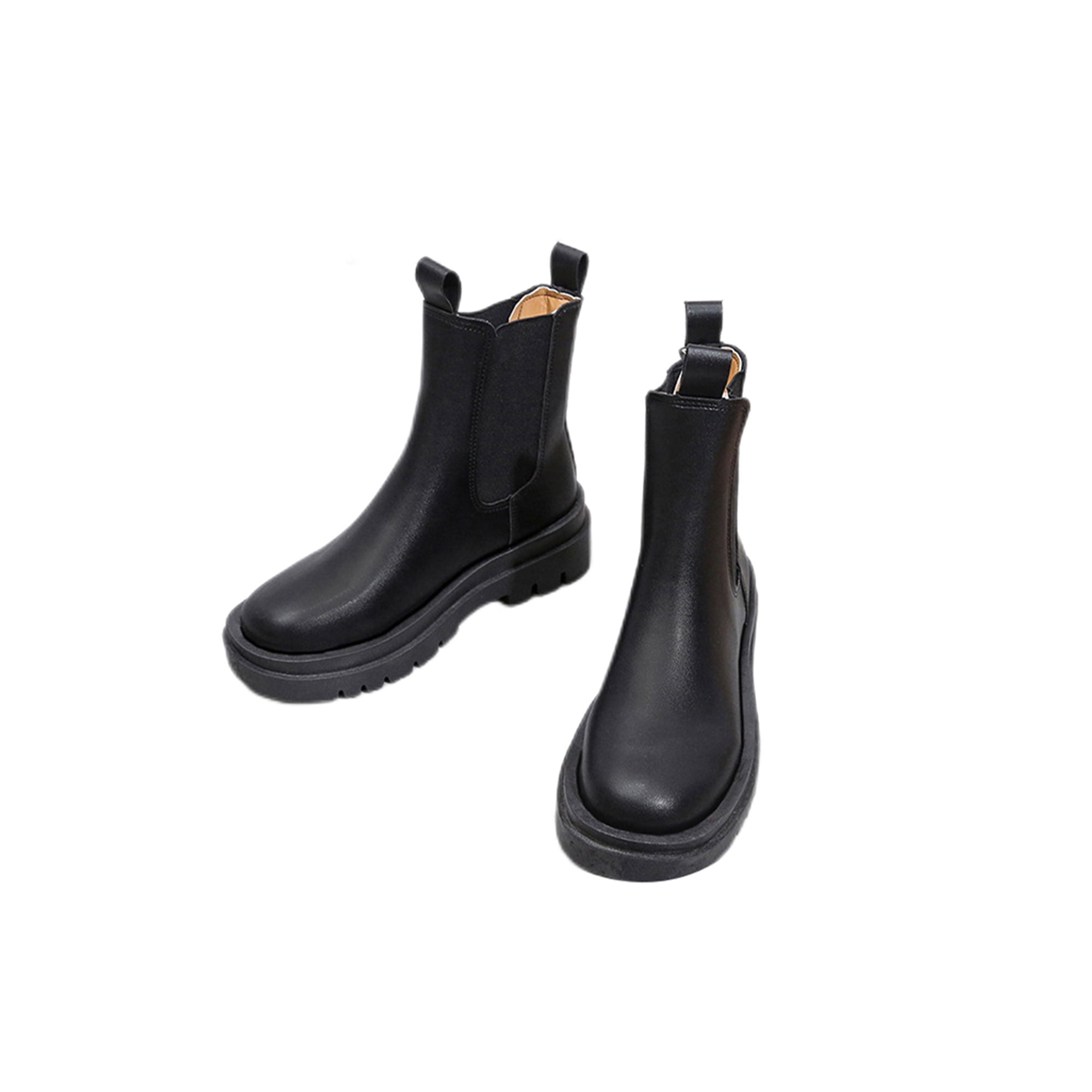 Black round toe chelsea boots best sale