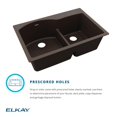 thumbnail image 7 of Elkay Quartz Classic 33" x 22" x 10", Offset 60/40 Double Bowl Top Mount Sink with Aqua Divide, Putty, 7 of 7