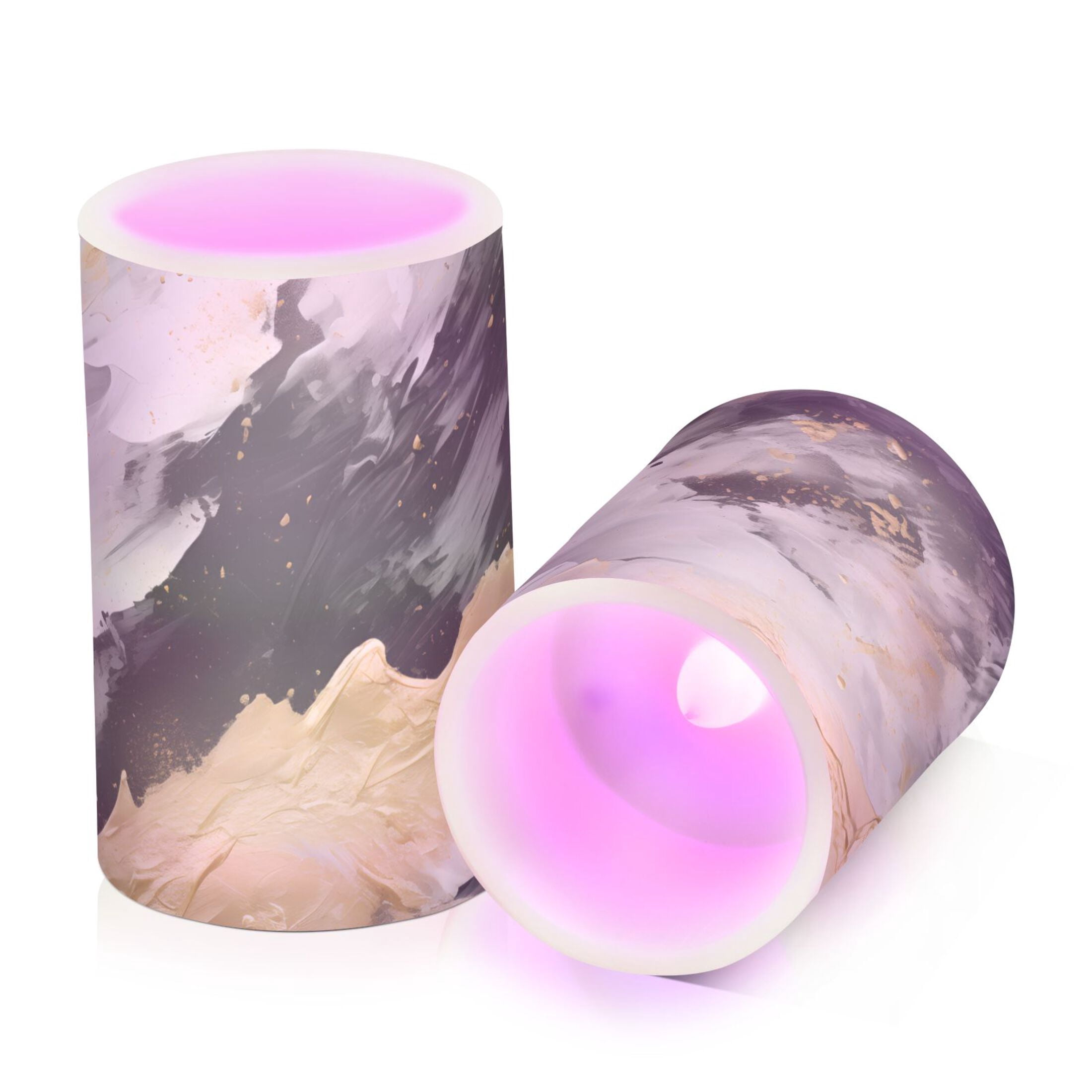 Black White Gold Marble Flameless Candles with Remote Timer LED Battery Operated Flickering Candle Light for Festival Wedding Home Party