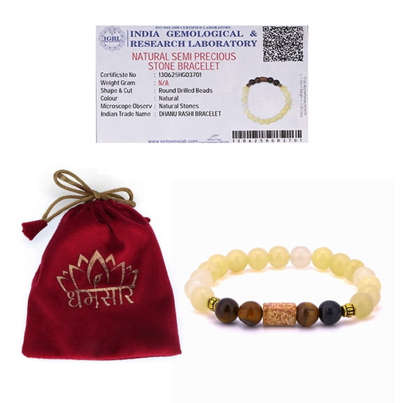 Sagittarius Zodiac Bracelet – Yellow Bead Dhanu Rashi Astrology Bracelet for Optimism, Growth & Spiritual Energy | Unisex Adjustable Healing Jewelry | Free Size
