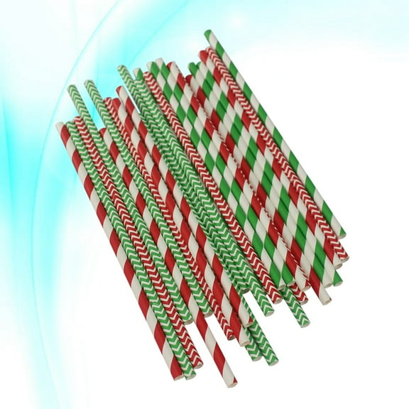 FRCOLOR 100 Pcs/Pack Disposable Straws Paper Drinking Straw Decorative Supplies for Christmas Party Restaurant Hotel (Green)