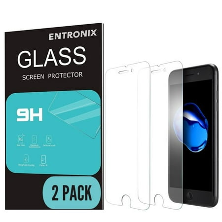 [2 Pack] Entronix Shield Protector for iPhone 8 Plus/7 Plus, 5.5 Inch Tempered Glass Screen Protector, Anti-Scratch, Anti-Fingerprint, Bubble Free