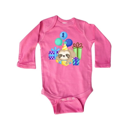 

Inktastic 1st Birthday Sloth Gift Baby Boy or Baby Girl Long Sleeve Bodysuit