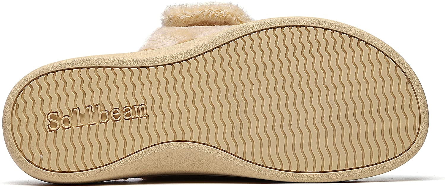 sollbeam fuzzy house slippers with arch support orthotic heel cup sandals for women