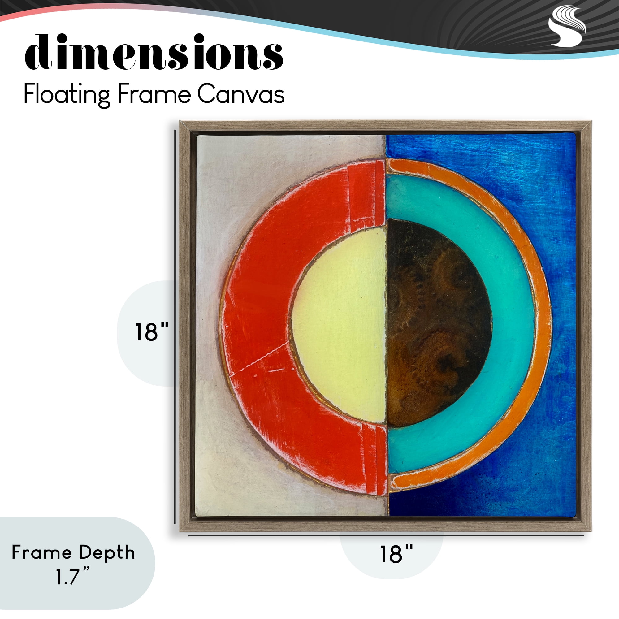 Stupell Industries Round Structured Color Block Brown Framed Floater Canvas Wall Art, design by Matthew Finger