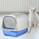 thumbnail image 4 of Inodoro cerrado para gatos, caja de arena con capucha para gatos, puerta móvil de dos vías, bandeja de arena, bandeja de arena, baño profundo, caja de , Azul, 4 of 10